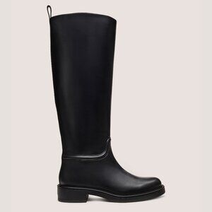 Stuart Weitzman Women’s Celia Riding Boots – Black Smooth Leather – Size 7 Wide